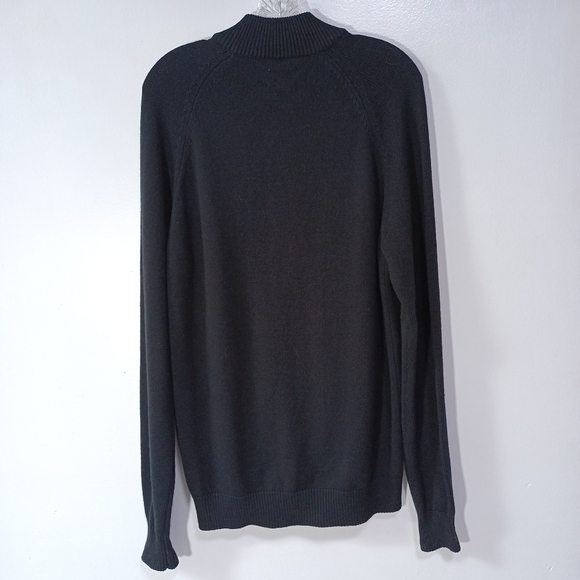 Untuckit Wool Cotton Blend Button Front Cardigan Sweater in Black Size L - Picture 3 of 4